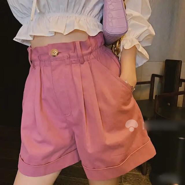 Quần short lưng cao săn line