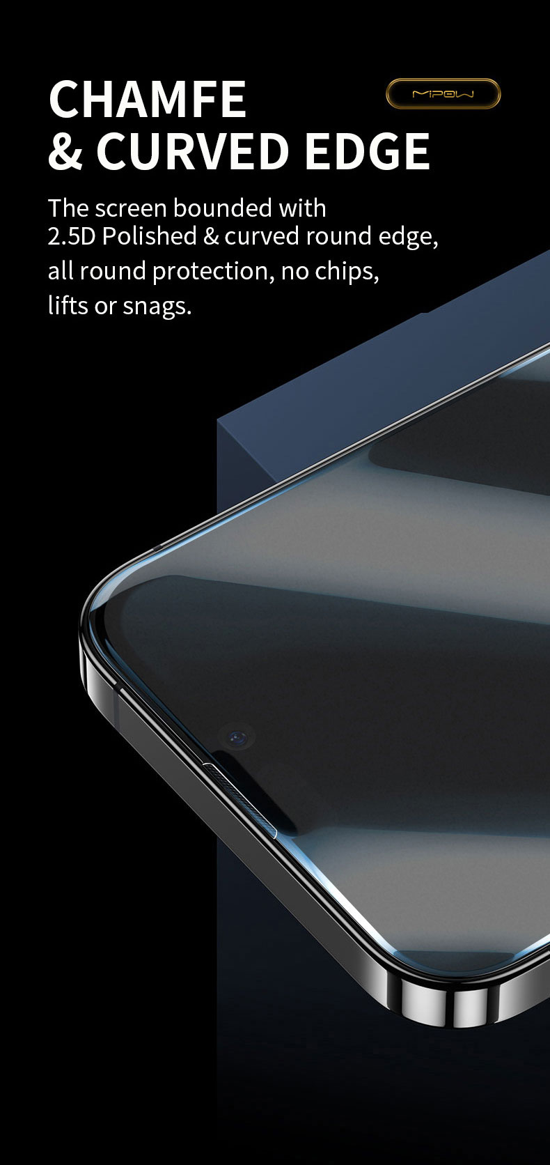 Miếng Dán Cường Lực MIPOW KINGBULL Chống Vân Tay Dành Cho iPhone 14 ProMax / 14 Pro / 14 Plus / 14 - Hàng Chính Hãng