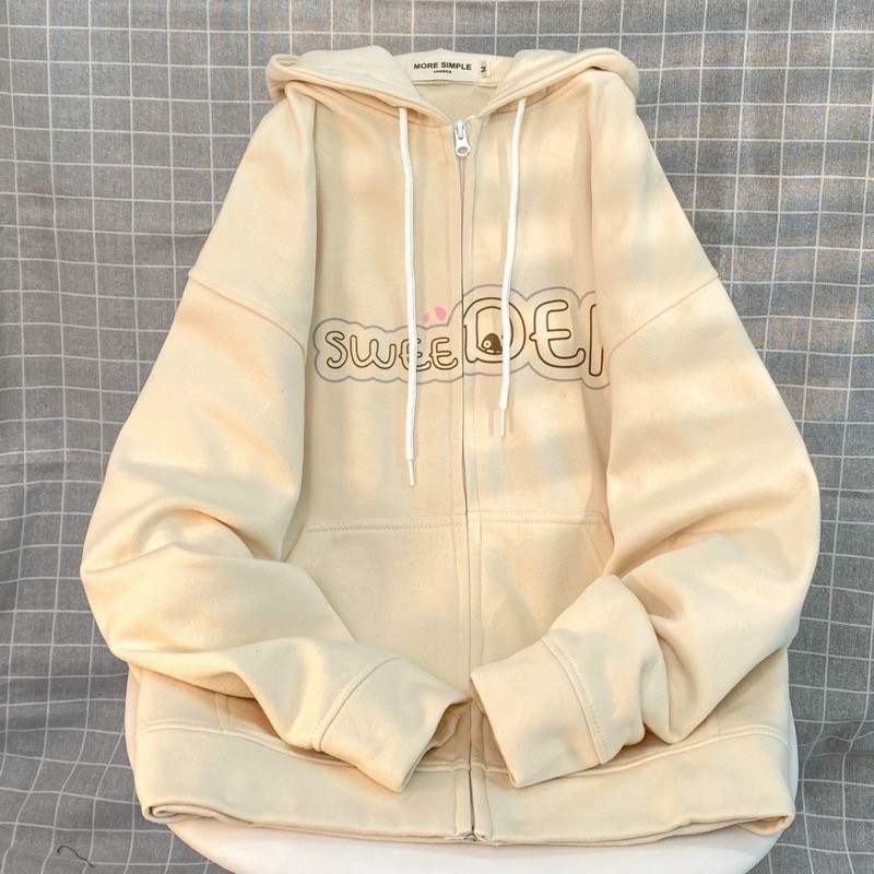 Áo Khoác Nỉ Chữ SWEEDER Có Nón Mũ 2 Lớp - FREESHIP - Kiểu Hoodie Có Khóa Kéo Zip Nam Nữ Cặp Đôi - Thu Đông