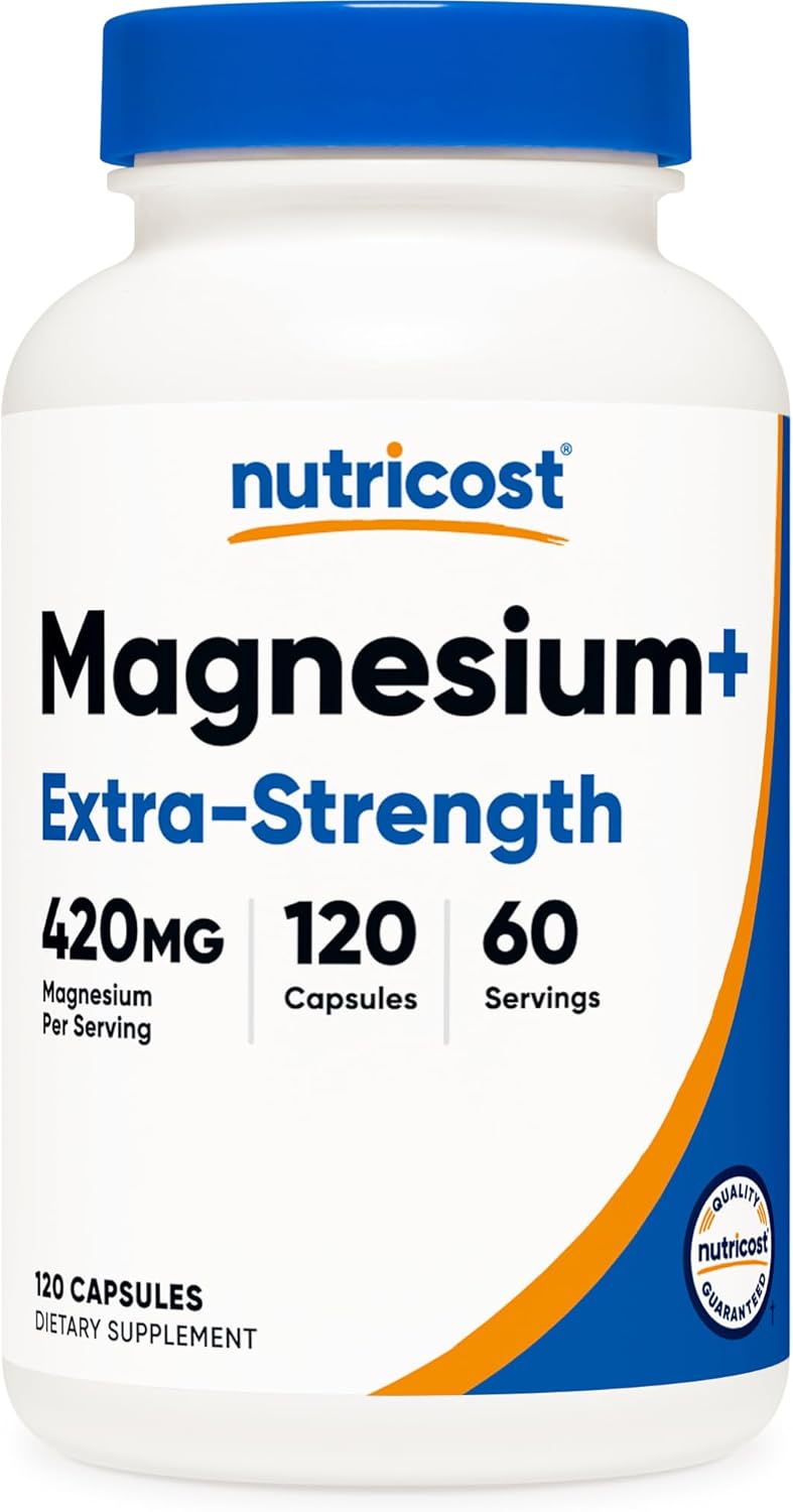 Viên Uống Nutricost Magnesium Extra Strength (420mg), Hỗ Trợ Xương, Giảm Stress và Cơ Bắp