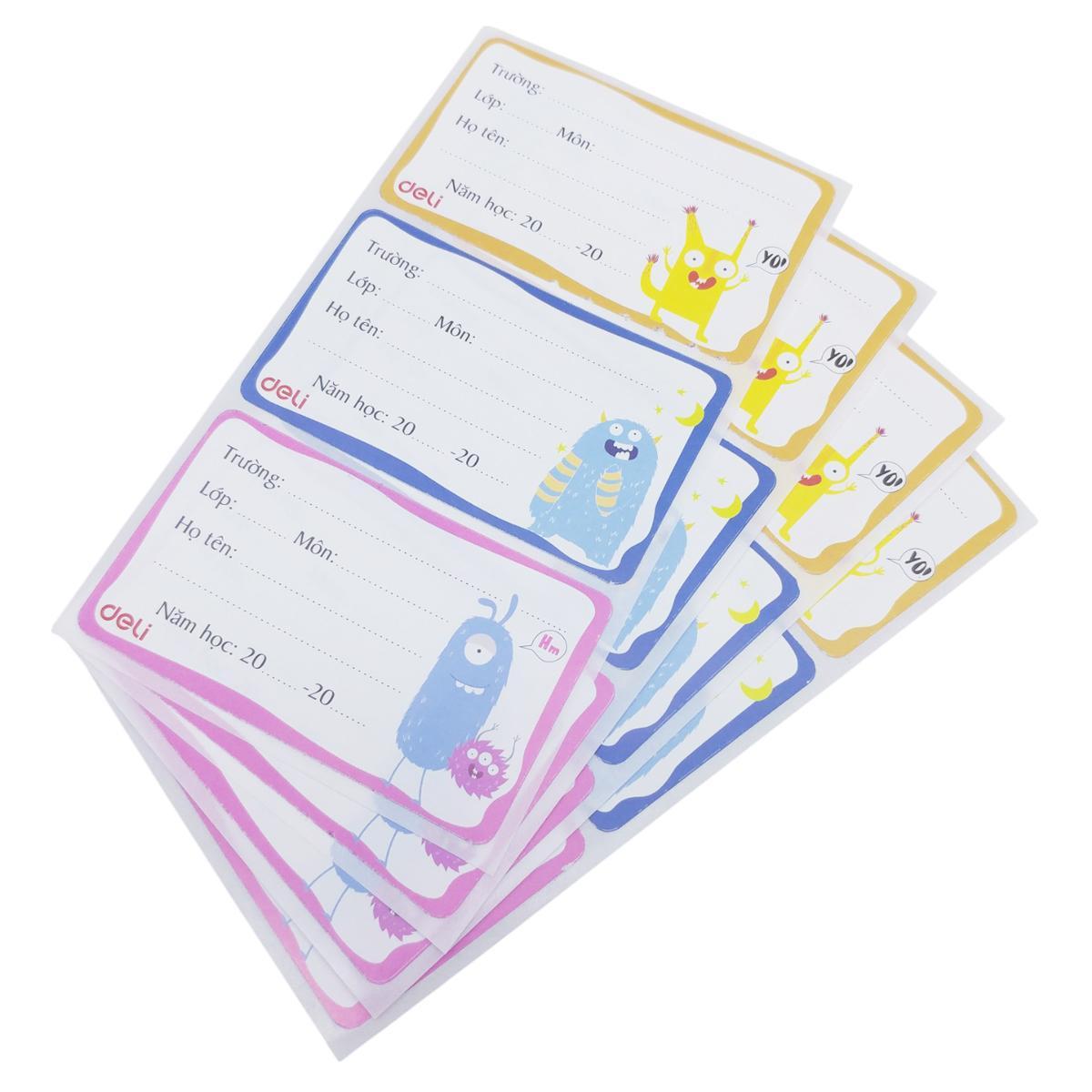 Nhãn Vở Học Sinh 3 Ô - Deli CA900 (12 Nhãn) - Mẫu 1