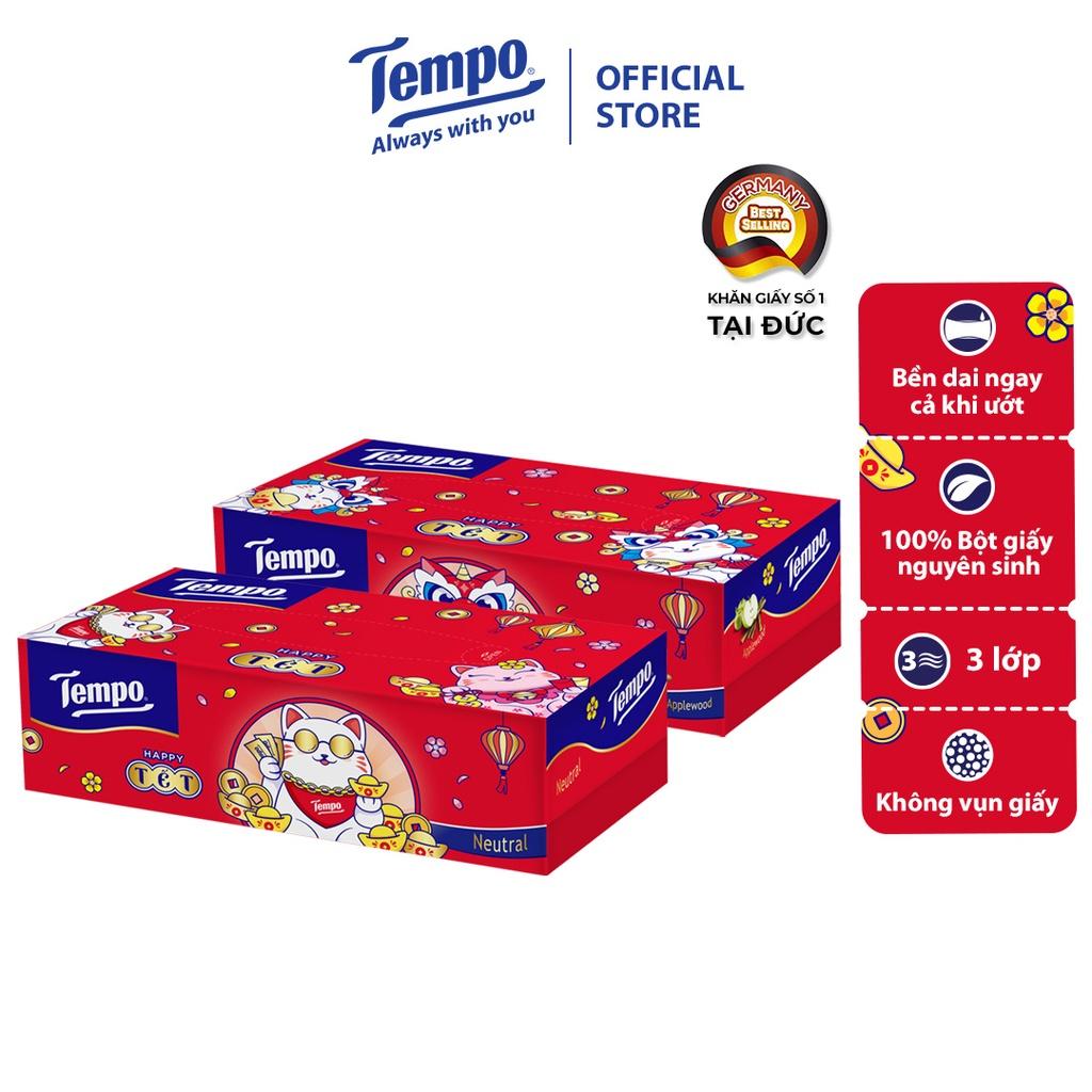 [COMBO 2 HỘP] Khăn giấy rút cao cấp Tempo - 4 lớp bền dai, không kích ứng da - Thương hiệu Đức