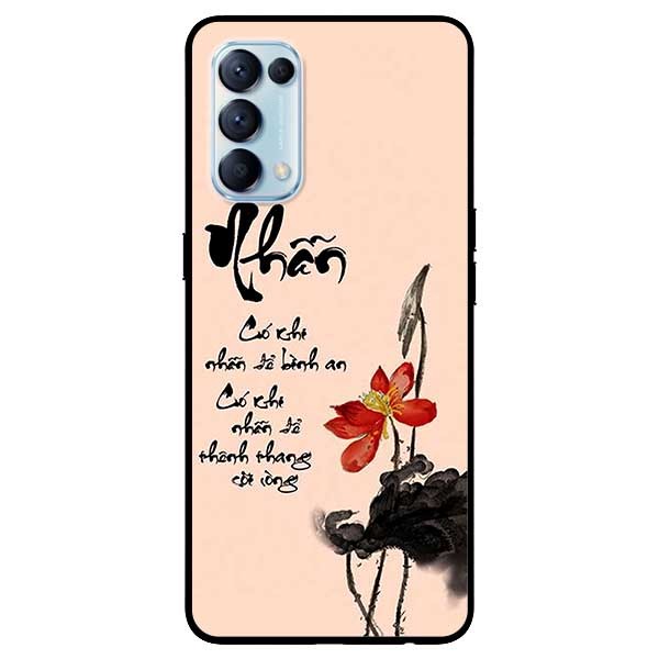 Ốp lưng dành cho Oppo Reno 5 - Reno 5 Pro - mẫu Thư Pháp Nhẫn Nền Hồng