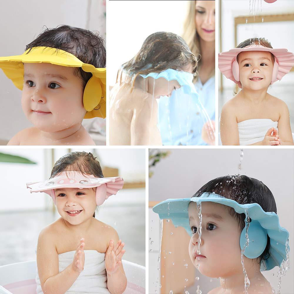 Mũ phòng tắm cho bé, mũ tắm cho bé 3pcs, tấm che phòng tắm có thể điều chỉnh, mũ bảo vệ dầu, tấm che tắm trẻ em, bảo vệ mắt và tai của trẻ em