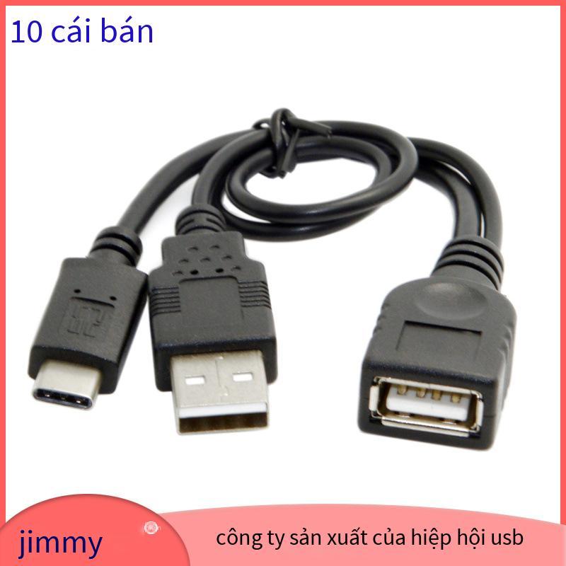 Cáp chuyển đổi OTG USB 3.1 Loại C UC đực sang U 2.0 cái màu đen giá rẻ nhất có cáp nguồn máy tính