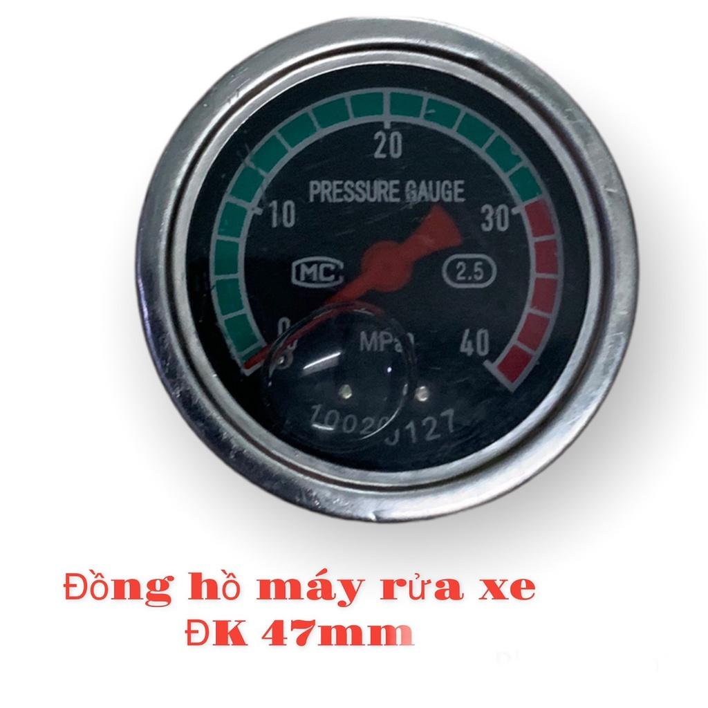 Đồng hồ áp suất máy xịt rửa xe áp lực ĐK 47mm,ĐK chân ren Ø14mm chiều dài cả chân ren 40mm,ĐHRX3