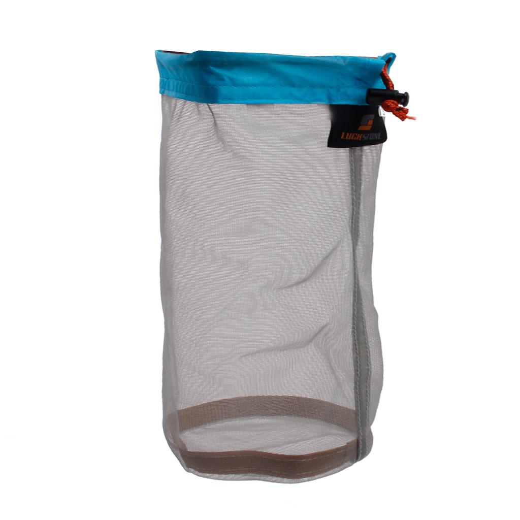 4 Pieces Mesh Drawstring Bag Mesh Stuff Sack Nylon Mesh Bag for Hiking