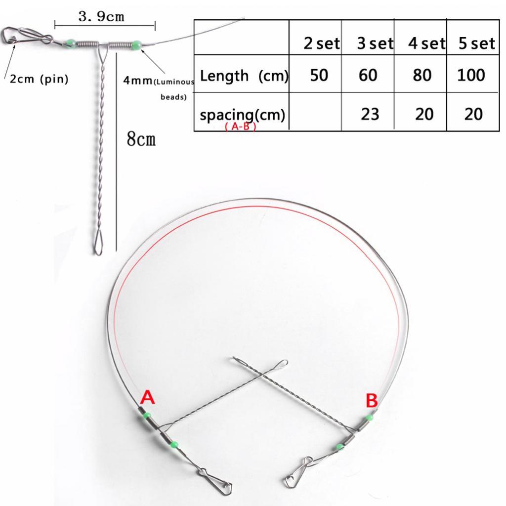 5pcs Anti-Winding Stainless Steel Fishing Swivels String Wire Leader Hooks