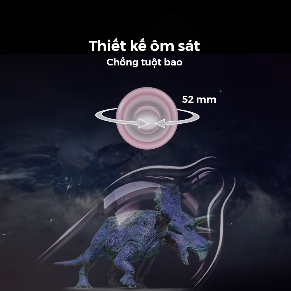 Bao cao su Shell Dino Trice - 1 bao gai, 2 vòng bi + 1 bao Shell Performax (Hộp 2 cái) | SHELL CHÍNH HÃNG