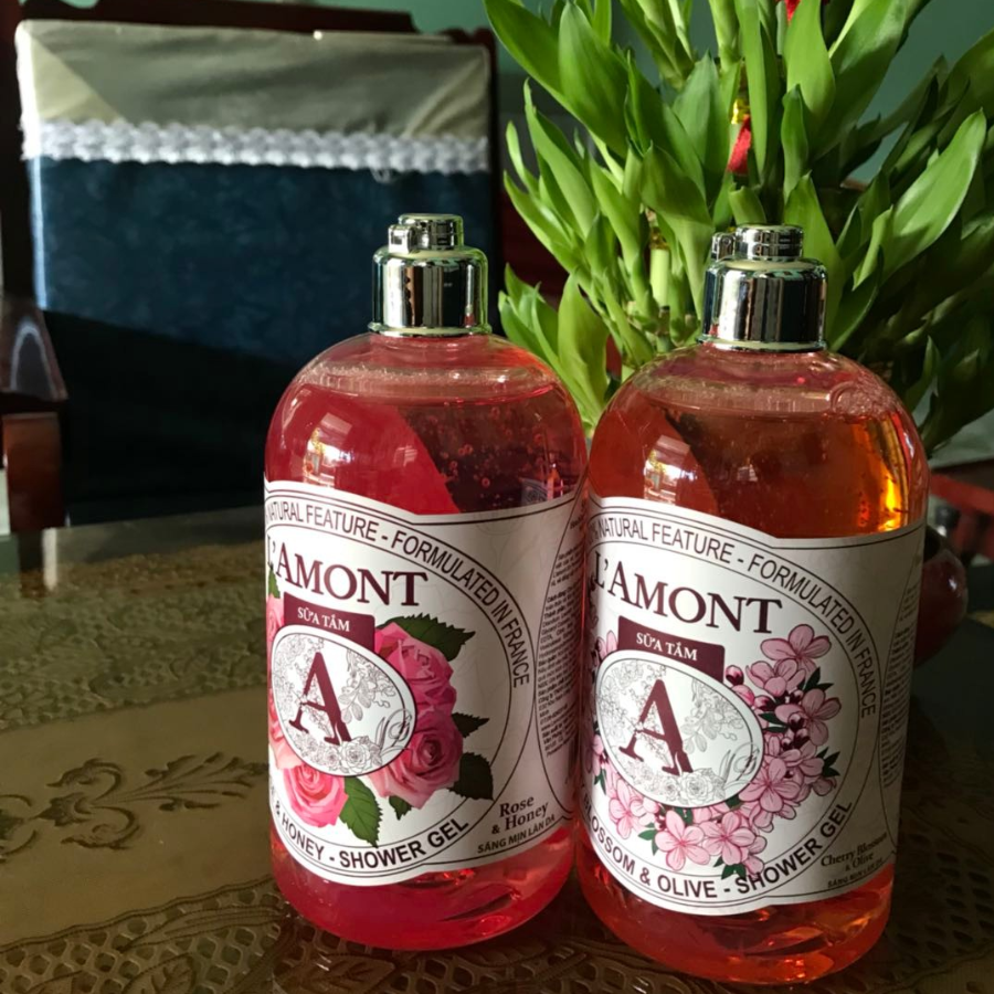 Combo Sữa Tắm L'amont En Provence Cherry Blossom Shower Gel Hương Hoa Anh Đào + Hoa Hồng