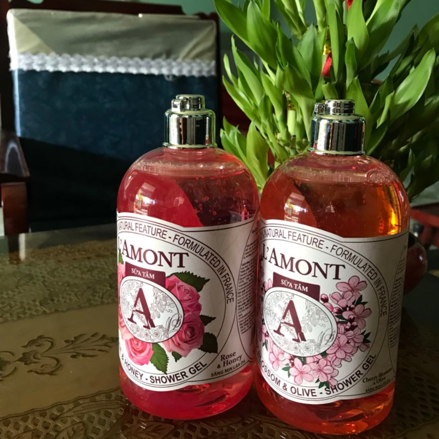 Combo Sữa Tắm L'amont En Provence Cherry Blossom Shower Gel Hương Hoa Anh Đào + Hoa Hồng (500ml / Chai)