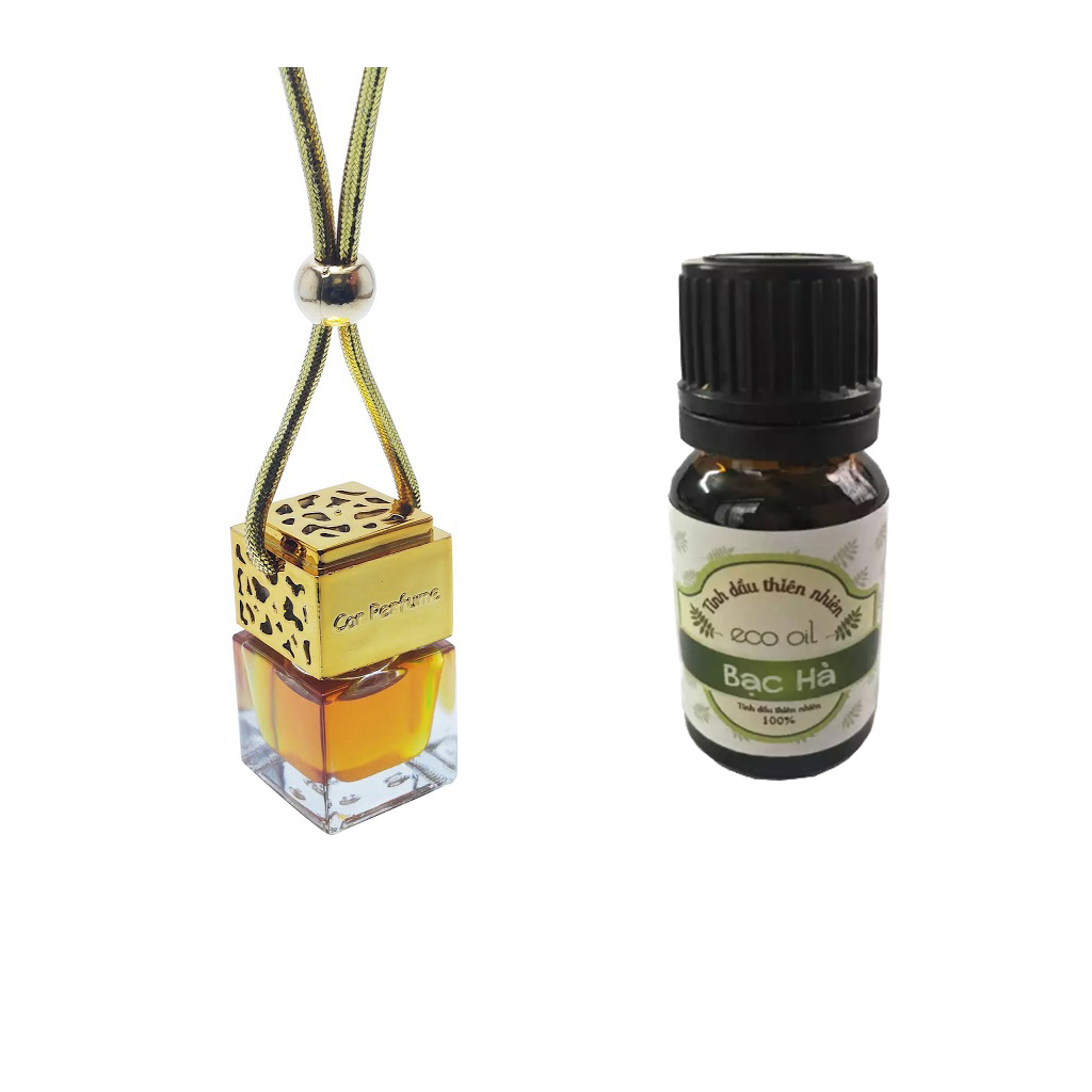 Combo 50ml tinh dầu bạc hà  và 1 chai treo nắp vuông (treo xe, tủ quần áo, nhà tắm)- Giao mầu ngẫu nhiên