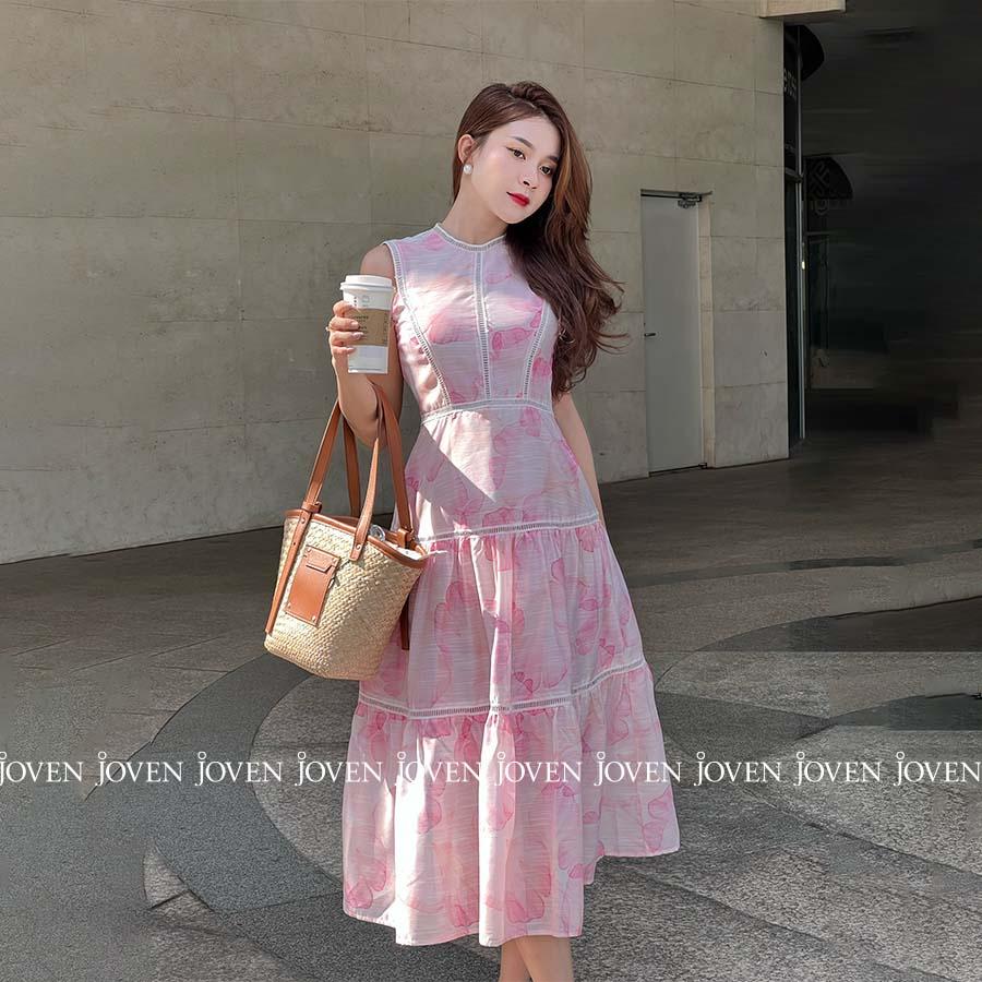 Đầm maxi hoa hồng ren Joven