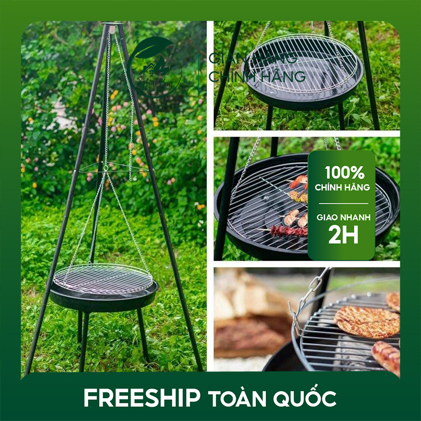 Bếp nướng 3 chân treo vỉ nướng BBQ ngoài trời