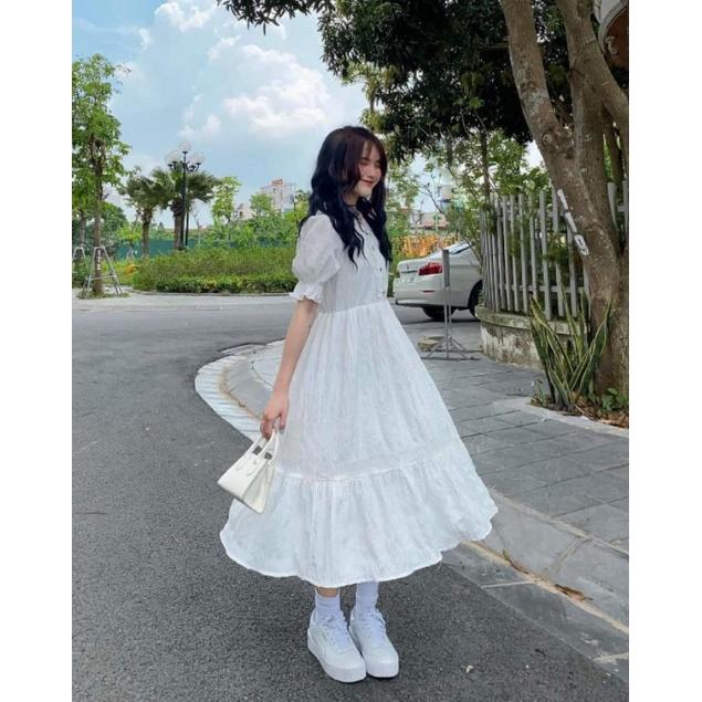 Đầm Maxi trắng tiểu thư ulzzang lolita Quảng Châu