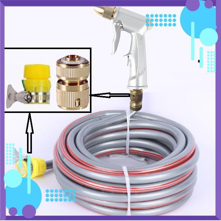 ️ Bộ dây vòi xịt nước rửa xe, tưới cây ,tăng áp 3 lần,loại 3m,5m 206701 đầu đồng,cút đồng,nối đồng+ mở chai
