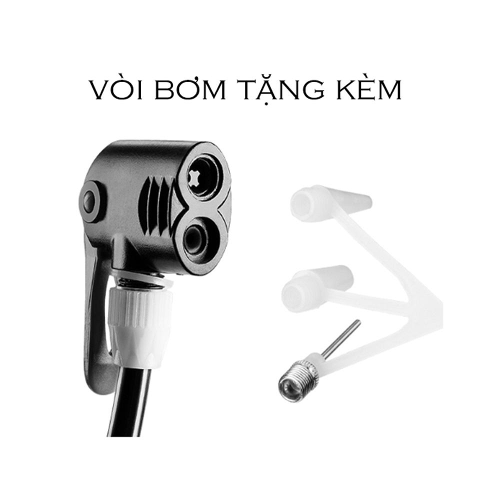 Bơm đạp chân xe đạp, xe máy 2 xylanh RB01 có đồng hồ đo áp suất lốp