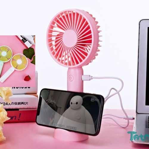 QUẠT MINI CẦM TAY SẠC PIN CÓ KỆ ĐỂ ĐIỆN THOẠI GIAO MÀU NGẪU NHIÊN