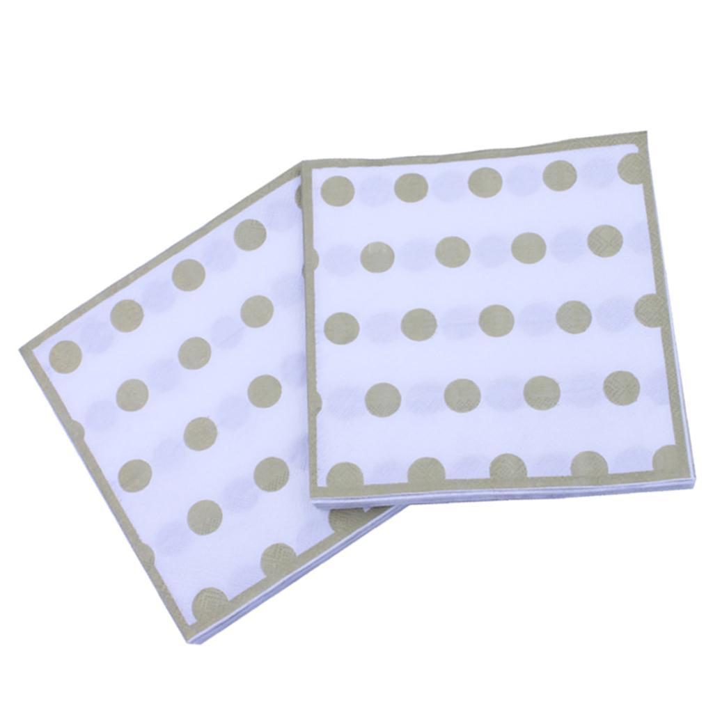 20 Pieces Disposable Tissue Paper Golden Polka Dot Napkins Party Tableware