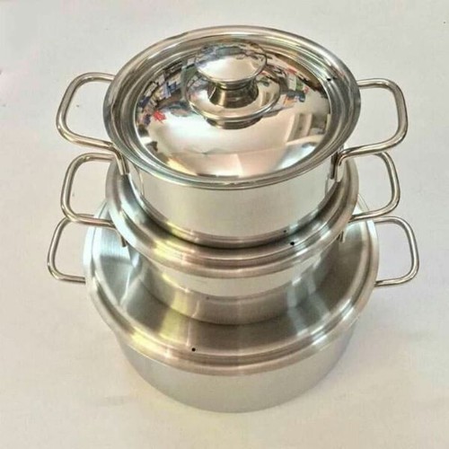 BỘ 3 NỒI NẤU BẾP, BỘ NỒI INOX 3 ĐÁY DÙNG CHO MỌI LOẠI BẾP