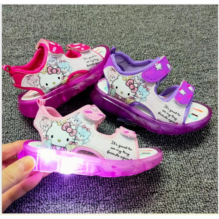 Giày sandal Elsa, Hello Kitty, Mickey bé gái có đèn led từ 1 - 7 tuổi