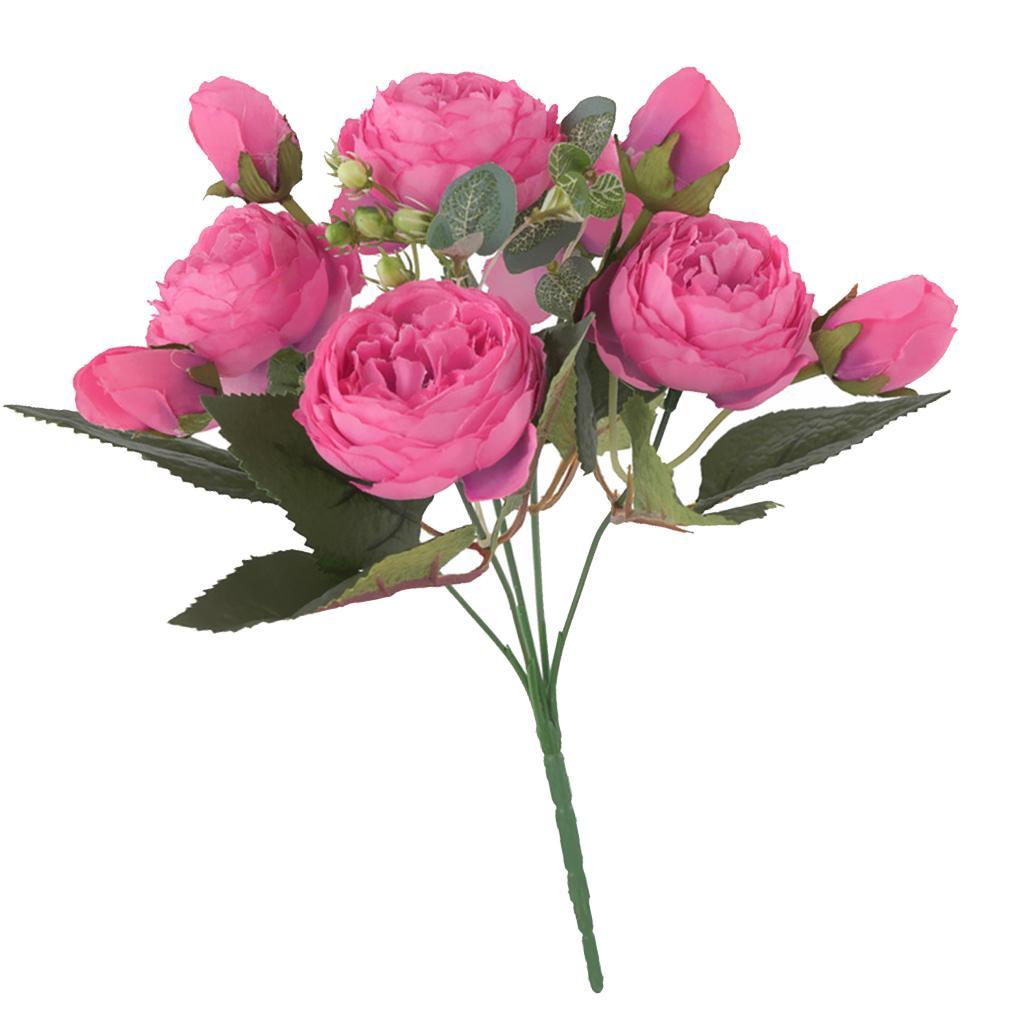 1 Pair Artificial Peony Silk Flower Bouquet for Wedding DIY Home Decoration
