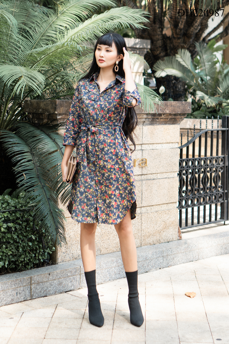 Đầm sơ mi hoa