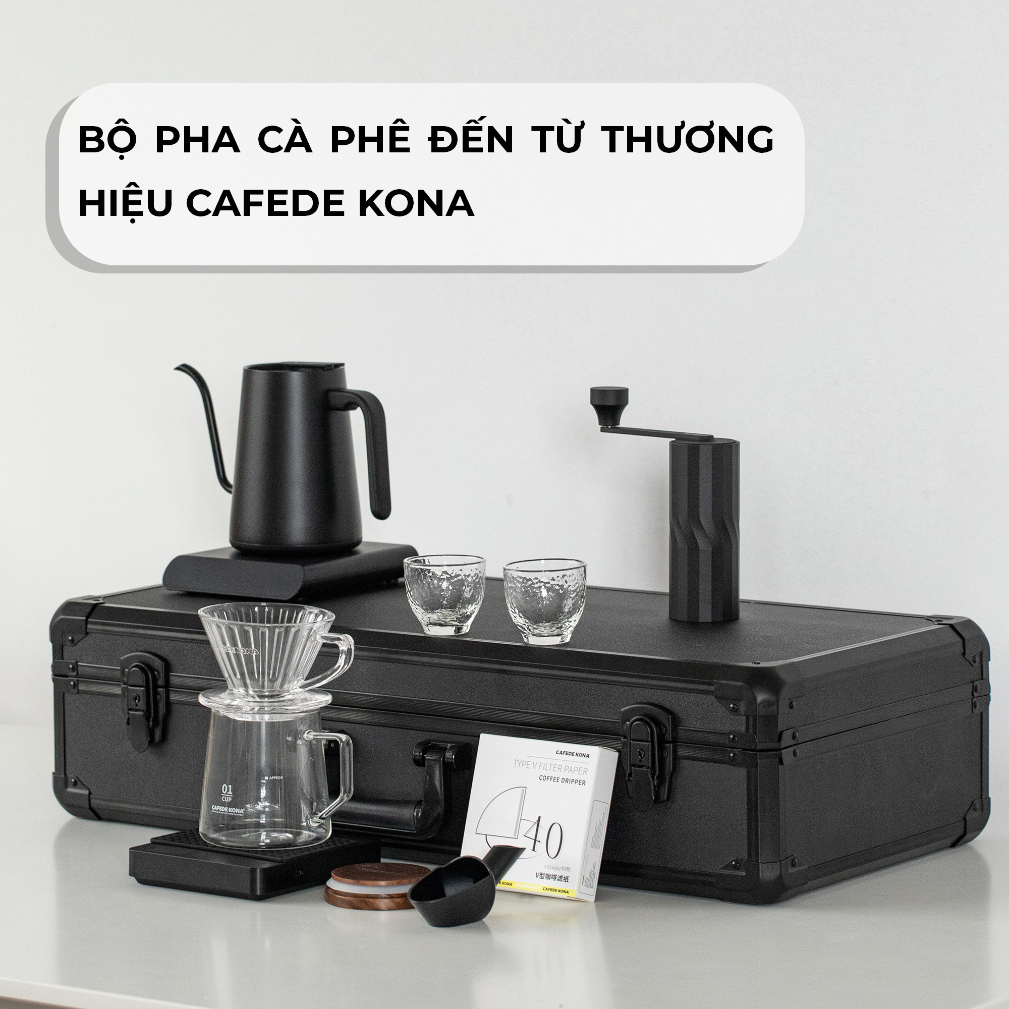 COMBO bộ cà phê V60 BLACK FAMILY CAFE DE KONA