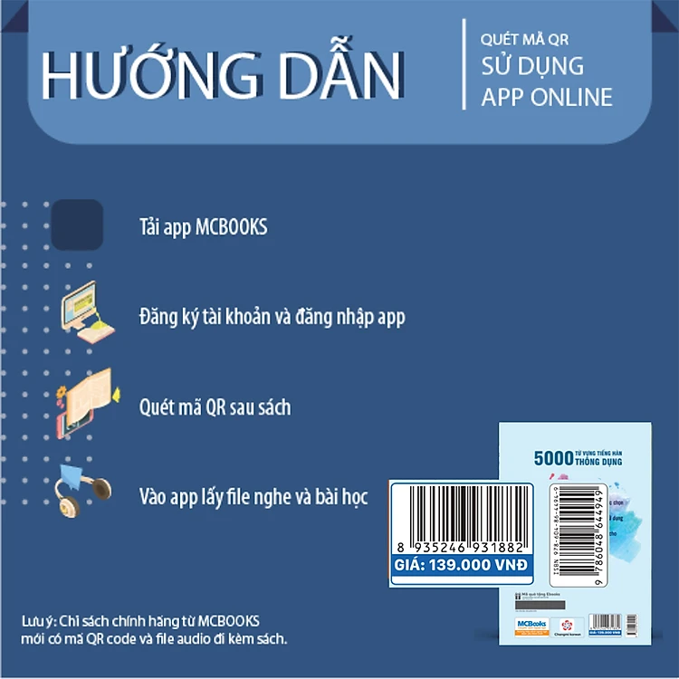 Sách 5.000 Từ Vựng Tiếng Hàn Thông Dụng - Tặng kèm bộ Bookmark.