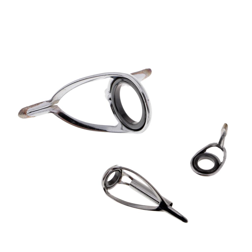 18pcs Stainless Steel Frame Ceramic Ring Fishing Rod Guides Tips Rings
