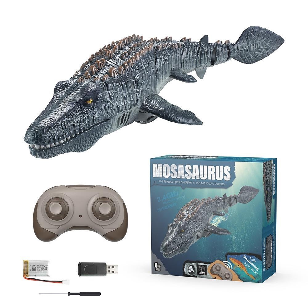 Đồ chơi khủng long mô hình Mosasaurus 2.4G điều khiển từ xa có đèn và phun nước cho bé trẻ em, quà tặng sinh nhật cho bé