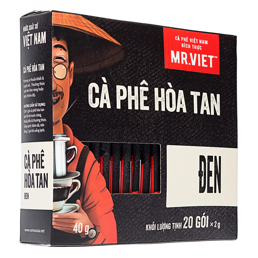 Cà Phê Hòa Tan Đen MR.VIET (20 gói x 2g)