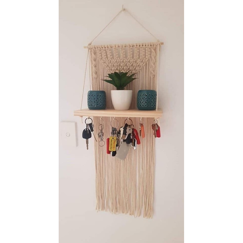 Kệ gỗ treo dây tết macrame treo tường trang trí đa năng