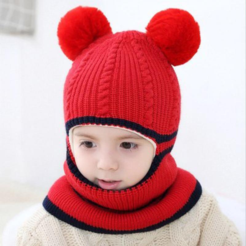 Trẻ Em Mùa Đông Nón Tai Bé Gái Bé Trai Nhiệt Trẻ Em Mũ Khăn Bộ Bé Bonnet Enfant Dệt Kim Nón Dễ Thương Cho Bé Gái Bé Trai