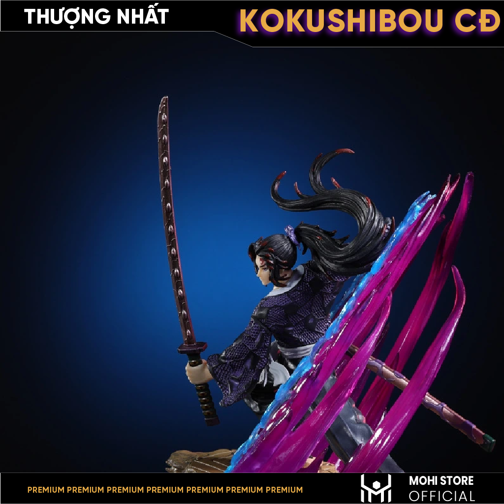 Mô Hình Thượng Nhất Kokushibou chiến đấu siêu ngầu - có led - cao 30cm - Full box - Kimetsu No Yaiba - Có Hộp Màu