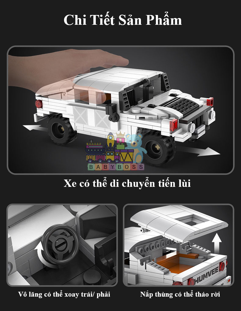 Bộ Đồ Chơi Lắp Ghép Xe Hummer H1 Với 328 Chi Tiết, Đồ Chơi Mô Hình, Bộ Đồ Chơi Xếp Hình Cao Cấp Xe Hummer H1 - Chính Hãng BABYBOSS.