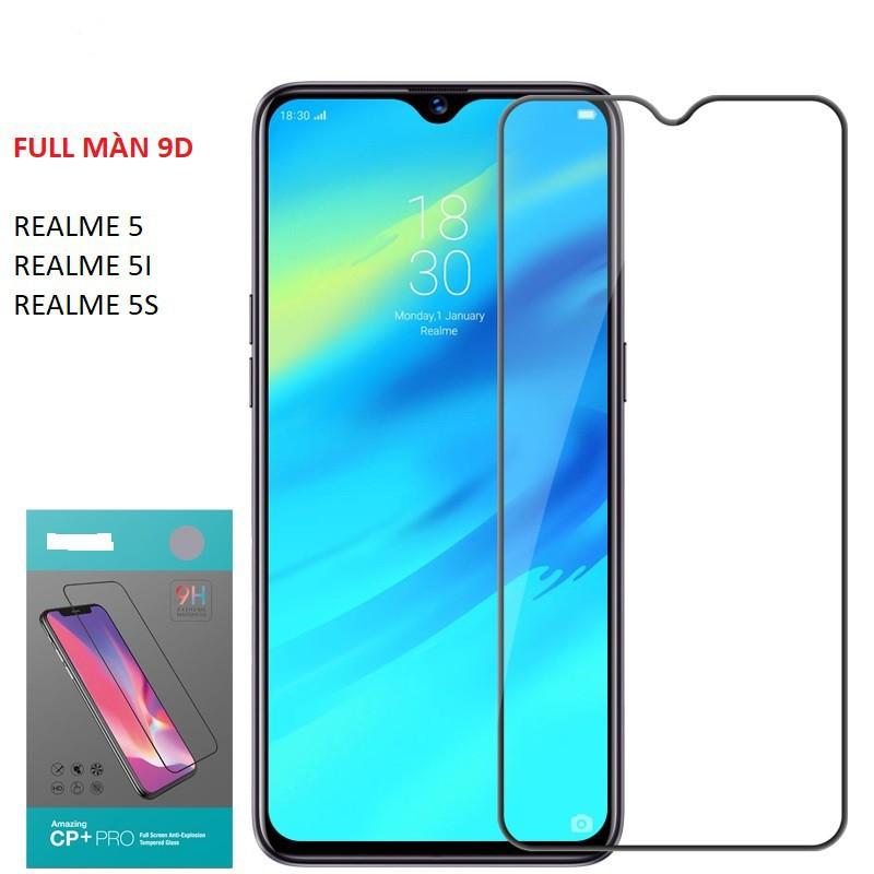 Kính Cường Lực Dành Cho Điện Thoại Realme 5i 9D Full Keo Full Màn - Màu Đen