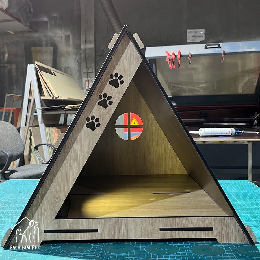 Mẫu nhà gỗ cho chó mèo thú cưng BHP6 hình tam giác kiểu gác mái lắp ghép thông minh đủ Size lớn nhỏ