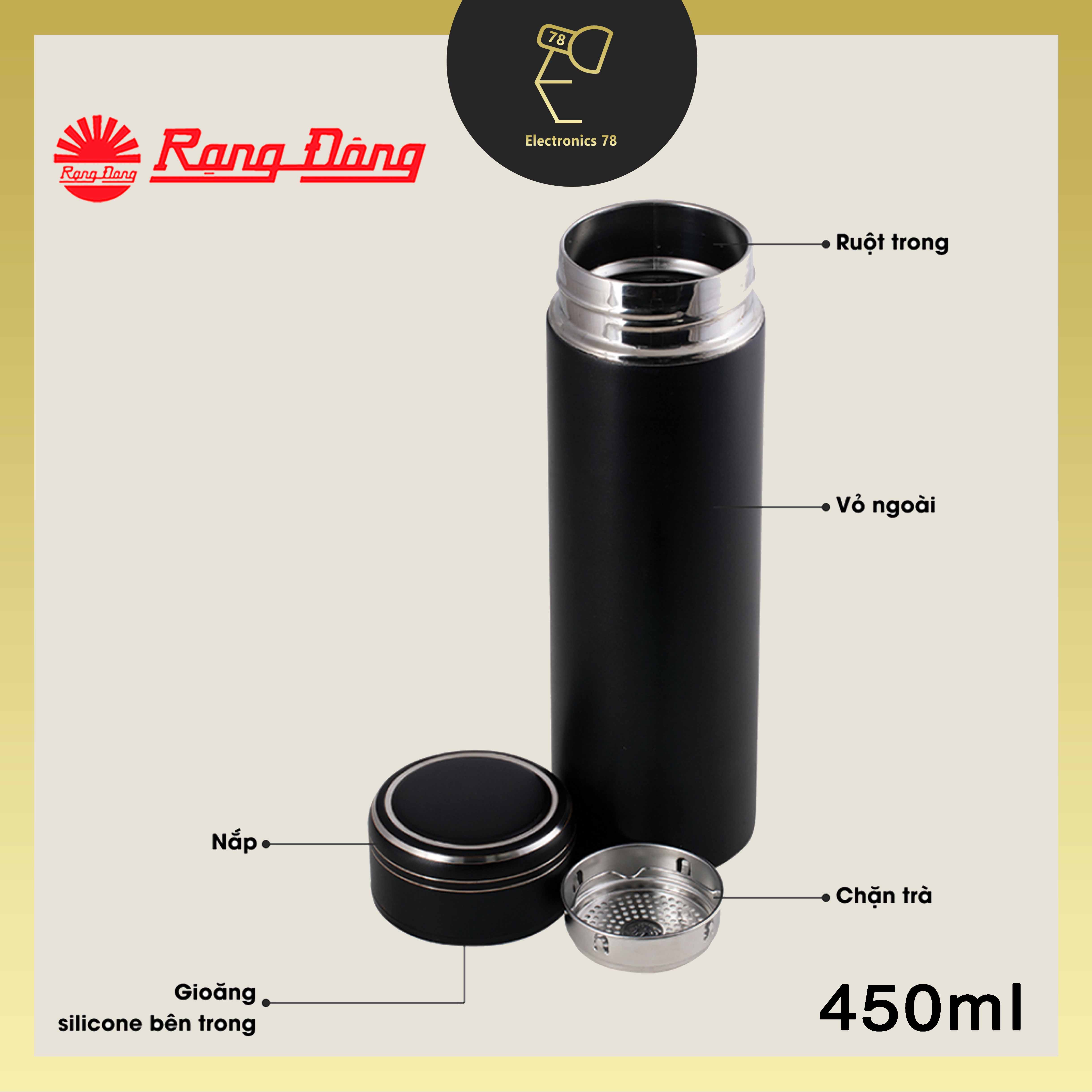 Bình nước cầm tay, Bình giữ nhiệt Inox 304 cao cấp Rạng Đông [400/450ml Đựng Nước Nóng Lạnh]