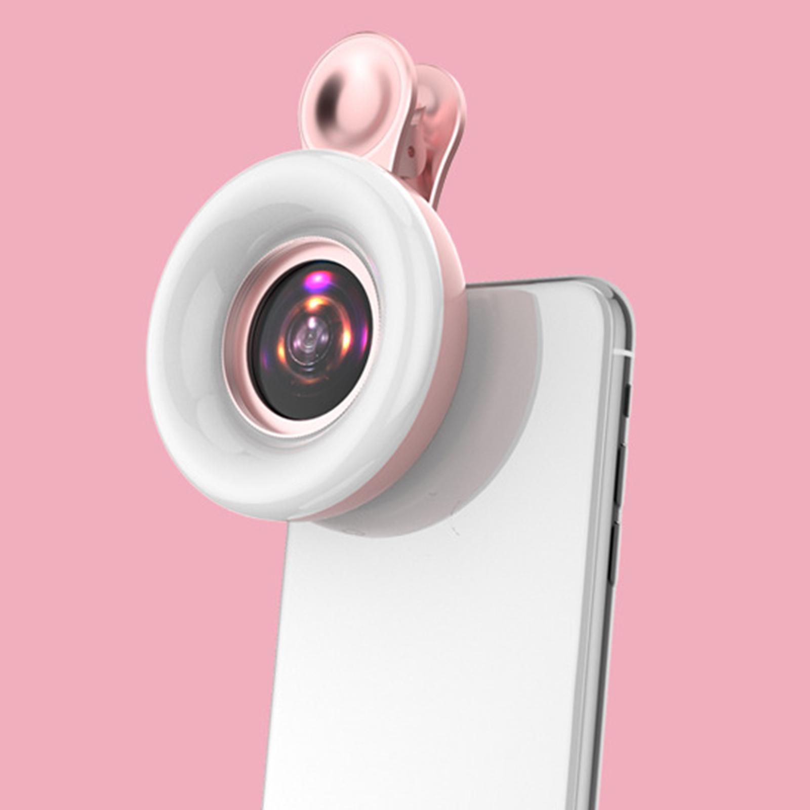 Universal Mobile Phone Fill Light 15x Lens Wide for Android Pink