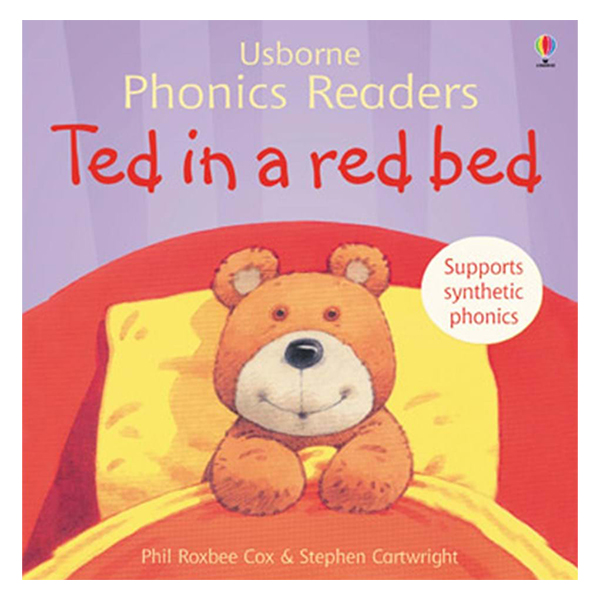 Usborne Ted in a red bed