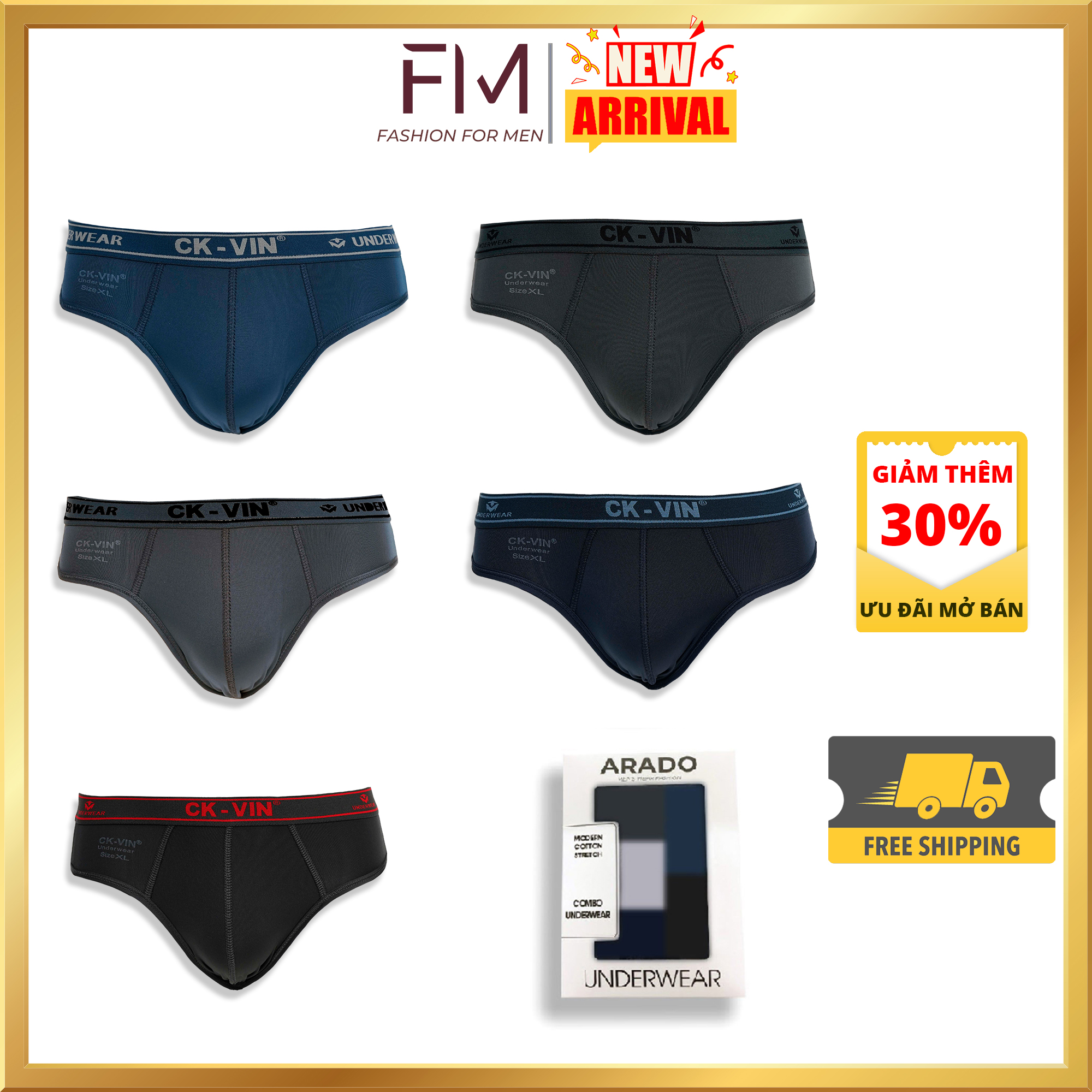 Combo 5 quần lót tam giác nam thun co giãn thoải mái - FORMEN SHOP - FMPS225