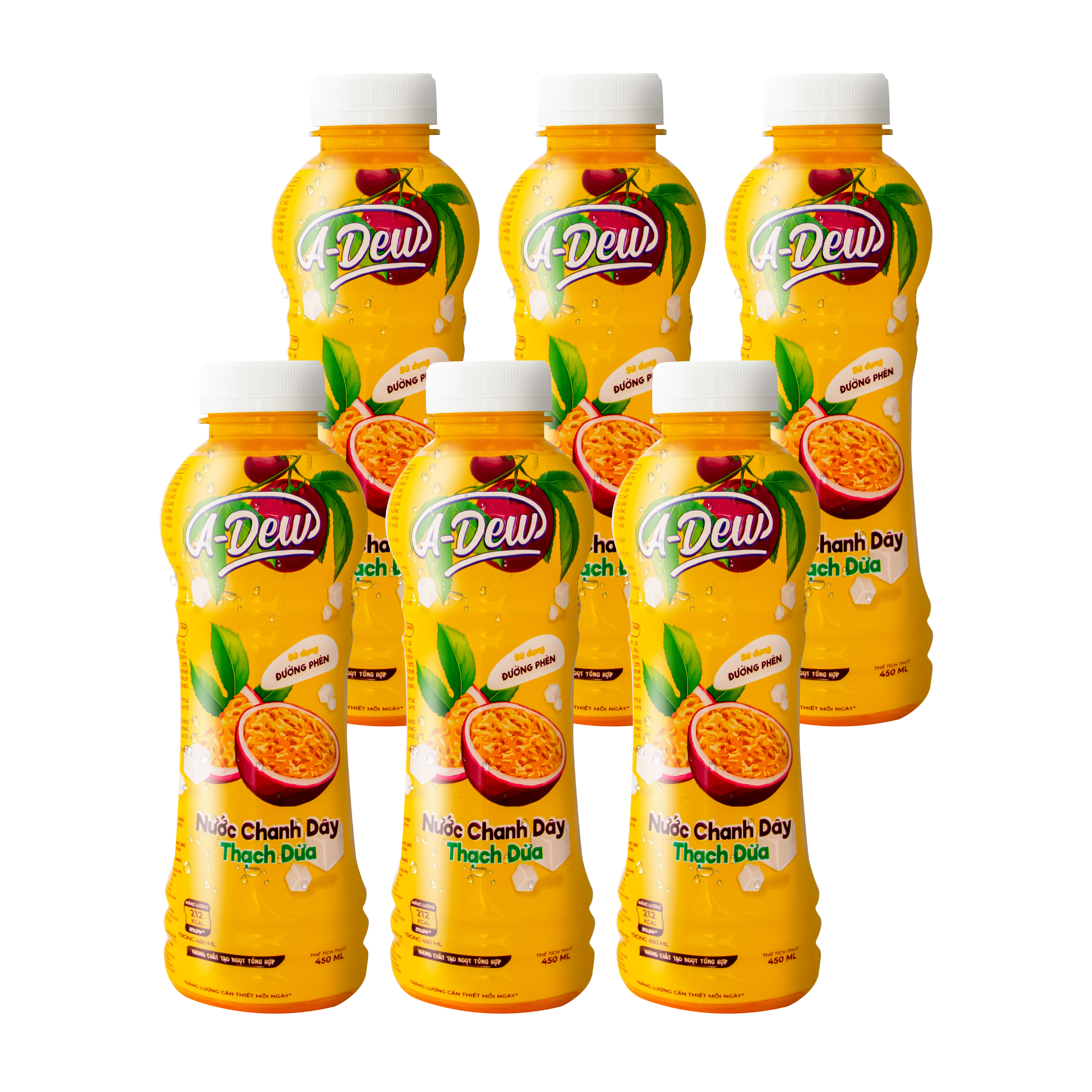 Nước Chanh Dây Thạch Dừa A Dew 450ml  - Lốc 6 Chai
