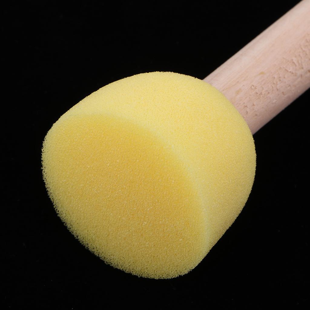 2x5 Pieces Child Kids Painting Sponge Foam Brushes Wooden Handle Drawing Stamp