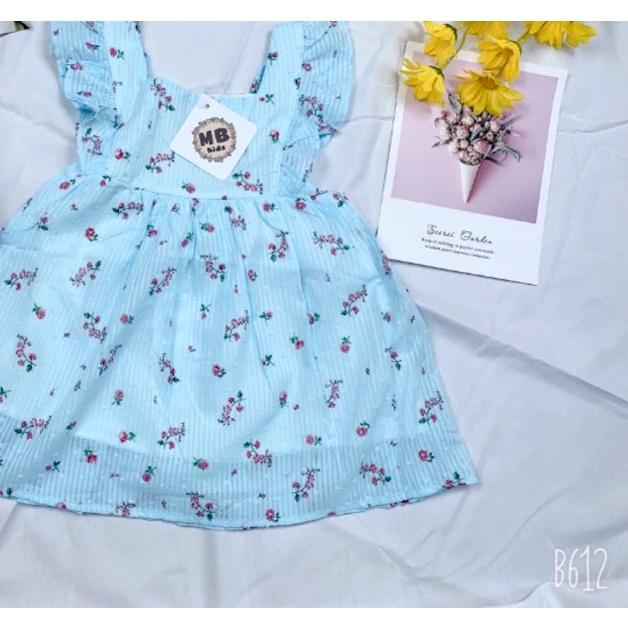 Váy Hoa Bé Gái Cánh Tiên Thắt Nơ Lưng Xinh Xắn 2 Lớp Chất Đẹp Mát
