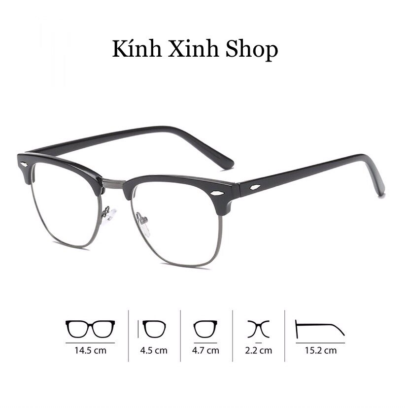 Kính Xinh, Kính Mắt tròn nửa viền chống ánh sáng xanh, chống lóa uv - Hàng cao cấp