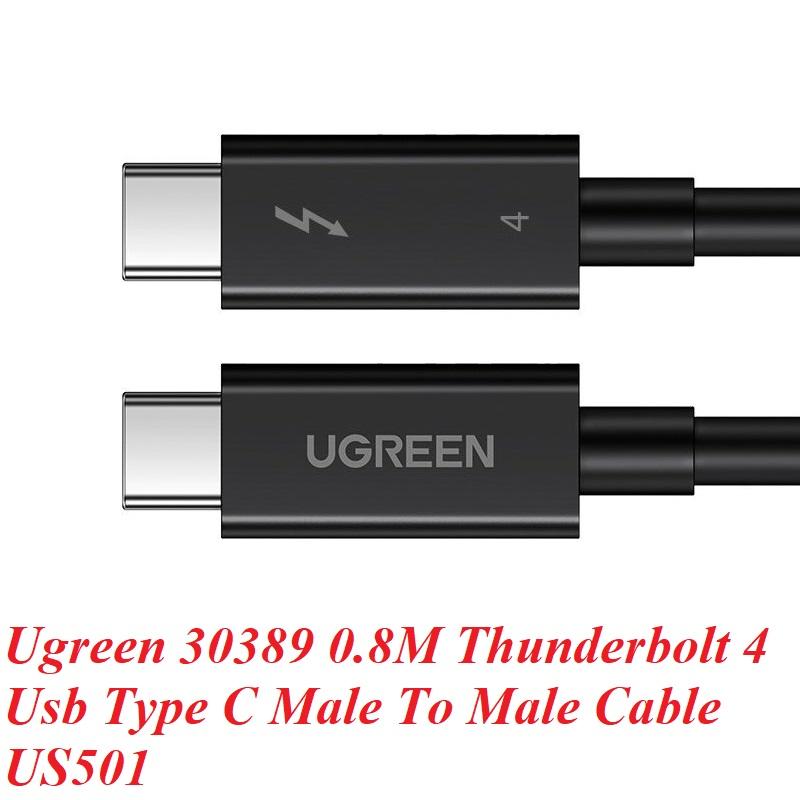 Ugreen UG30389US501TK 0.8M Thunderbolt 4 cáp 8k 60hz hỗ trợ 40Gbps 100W PD màu đen - HÀNG CHÍNH HÃNG