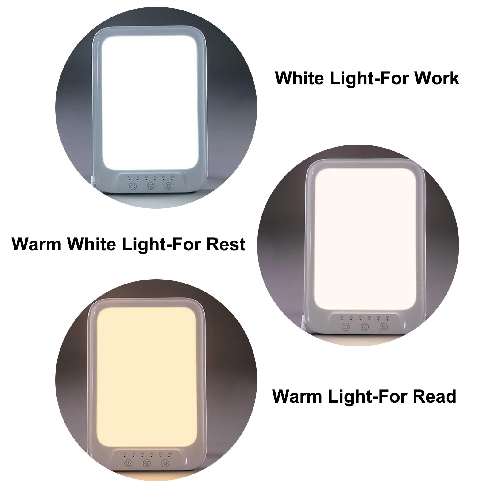 LED Daylight Lamp 20000 Lux Cool & Warm Light Therapy Lamp Against Depression with Timer Memory Function Holder