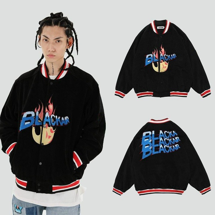 Áo khoác nhung kiểu bomber thêu logo Blackair thời trang, Áo Khoác Bomber Chất Nhung - Áo Bomber Nam Nữ Unisex Nhung Tăm Siêu Đẹp (có ảnh thật), Áo Khoác Bomber Unisex Chất Nhung, Áo Jacket Khuy Bấm Tay Bo Phối Màu Form Rộng 2 Màu, ÁO KHOÁC KAKI NHUNG BOMBER NAM NỮ UNISEX - ÁO JACKET BOMBERS NHUNG NÚT BẤM THIÊU LOGO