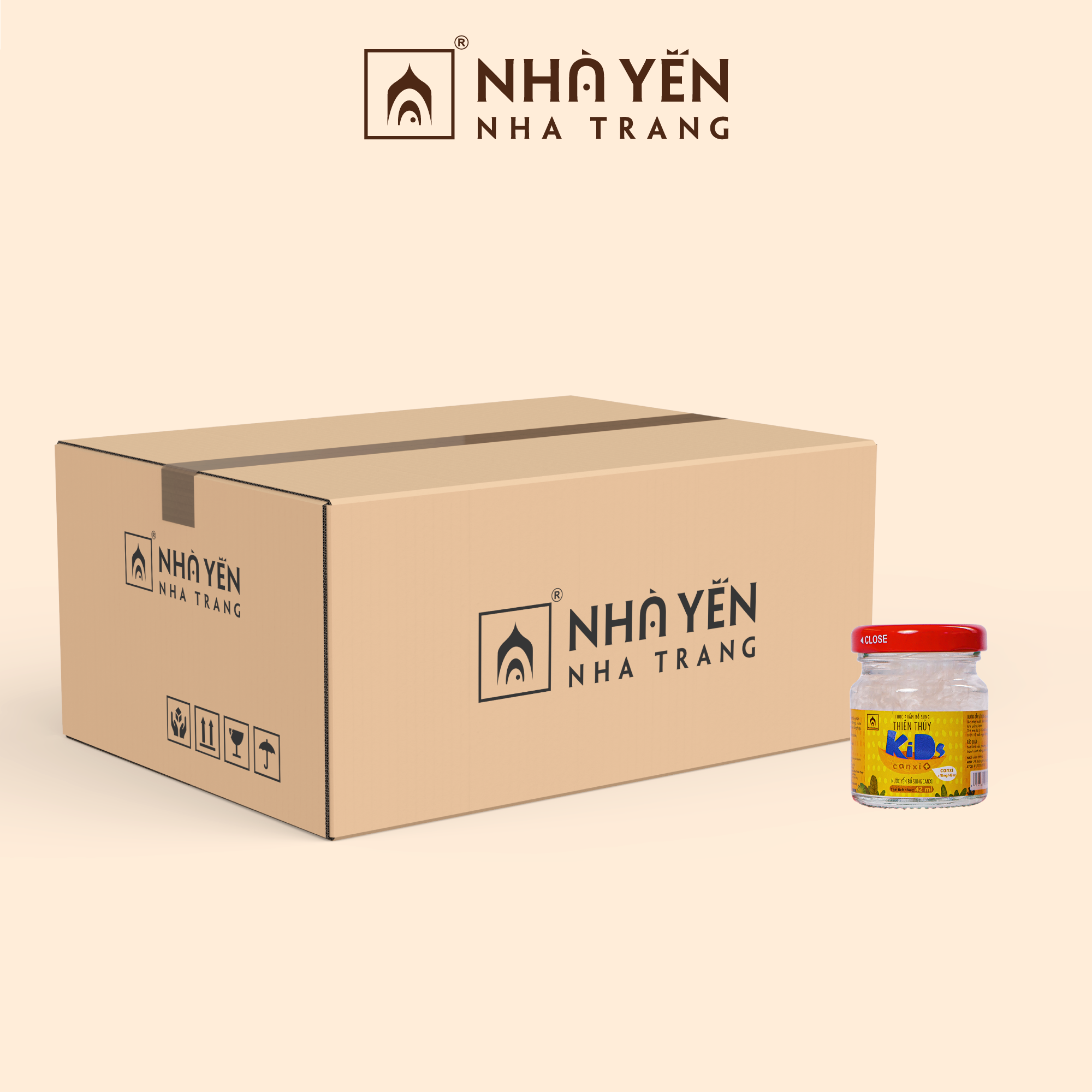 Thùng 60 Lọ Nước Yến Sào Cho Bé Thiên Thủy Kids Canxi + - Nhà Yến Nha Trang Nước Yến Chưng Sẵn - Tổ Yến Chưng Đường Phèn - Yến Trẻ Em - Hàng Chính Hãng